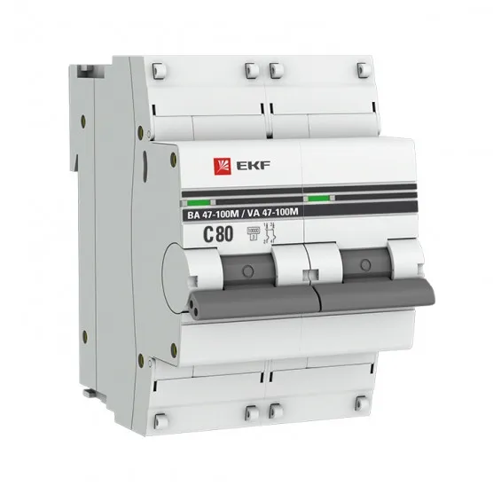 Автоматический выключатель 1P 80А (C) 10kA ВА 47-100M без теплового расцепителя EKF PROxima#1
