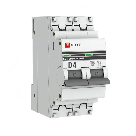 Автоматический выключатель 2P 4А (D) 6кА ВА 47-63M без теплового расцепителя EKF PROxima#1