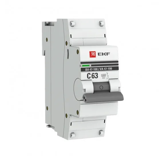 Автоматический выключатель 1P 63А (C) 10kA ВА 47-100M без теплового расцепителя EKF PROxima#1