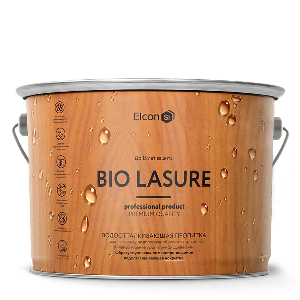 Пропитка для защиты древесины Elcon Bio Lasure (c водоотталкивающим эффектом), каштан, 2 л#1