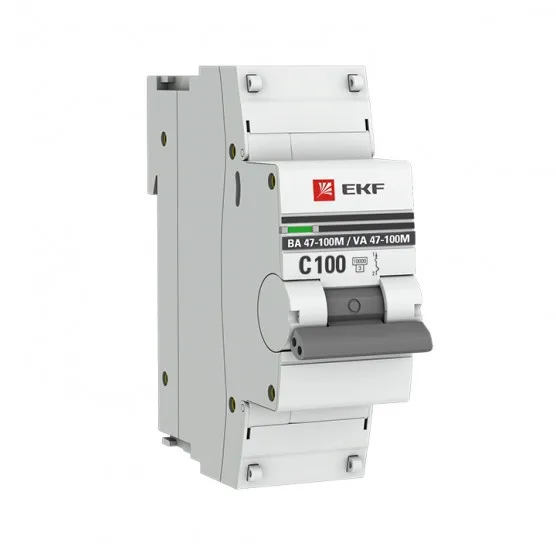 Автоматический выключатель 1P 100А (C) 10kA ВА 47-100M без теплового расцепителя EKF PROxima#1