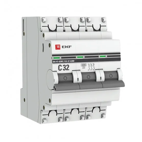 Автоматический выключатель 3P 32А (C) 6кА ВА 47-63M без теплового расцепителя EKF PROxima#1