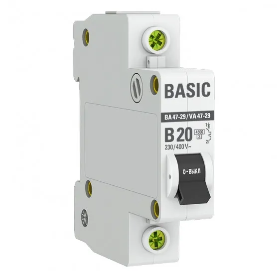 Автоматический выключатель 1P 20А (B) 4,5кА ВА 47-29 Basic#1