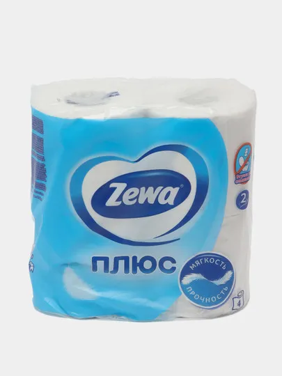 Туалетная бумага Zewa ПЛЮС без аромата 2 слойная, 4 рулона#1