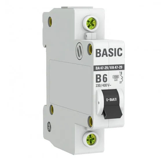 Автоматический выключатель 1P 6А (B) 4,5кА ВА 47-29 Basic#1