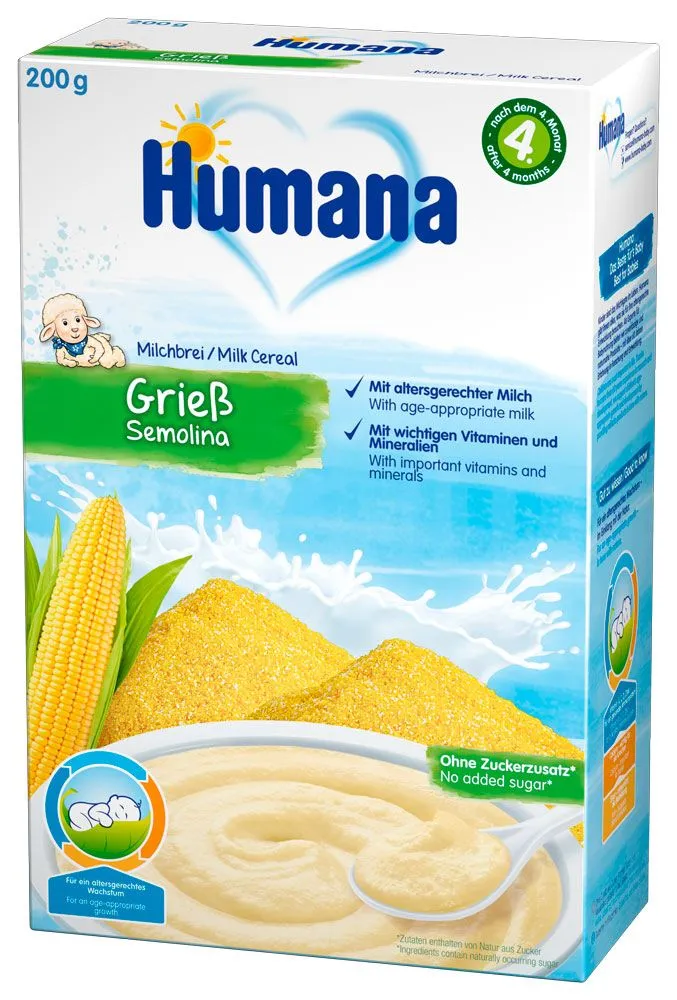 Humana Молочная кукурузная манная каша 200г с 4 месяцев#1