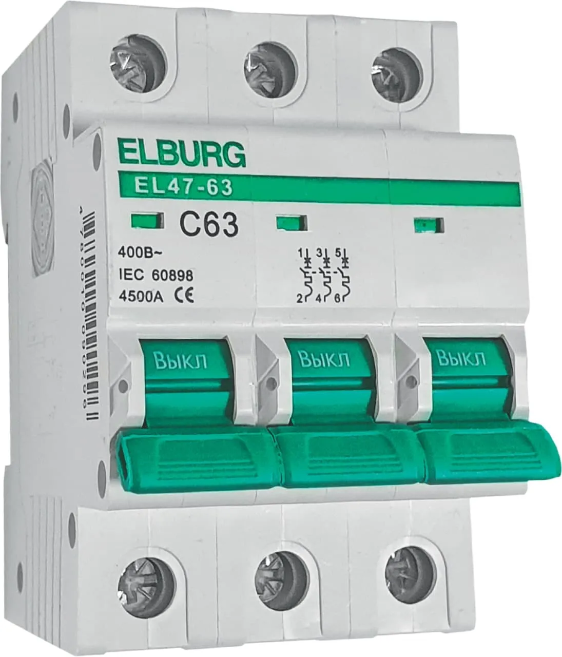 "ELBURG" Автоматический выключатель EL 47-63 4,5 кА 2п 6А С#1