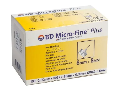 Иглы одноразовые к инсулиновому инъектору BD Micro Fine 0,30мм (30G) х 8мм, №100#1