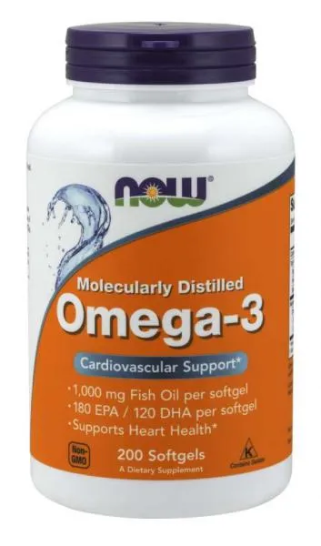 Omega-3, Now Foods, 180 EPA/120 DHA, 200 капсул#1