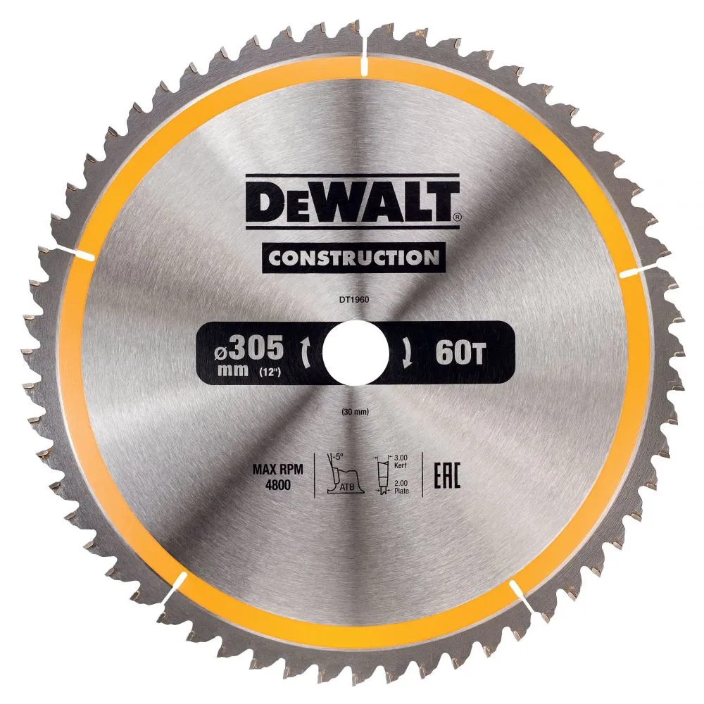 Пильный диск по дереву с гвоздями DEWALT, DT1960-QZ, 305 x 30 мм, 60 зубов#2