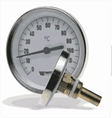 Термометр биметаллический аксиальный с погружной гильзой 75 мм F+R801 OR 63mm 0-120°C#1