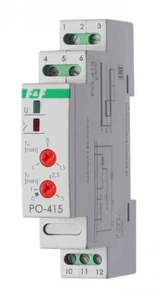 Реле времени PO-415, для систем вентил, 230В AC, max ток 16А, 1НО, 1-15мин#1