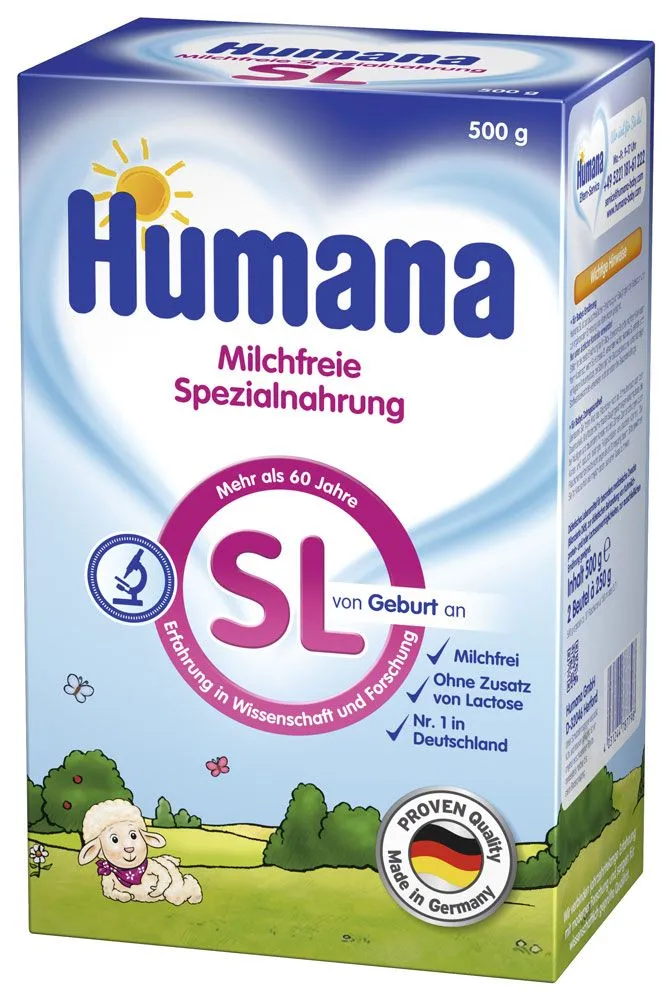 Humana SL Специальная смесь без коровьего молока и лактозы 500 гр#1