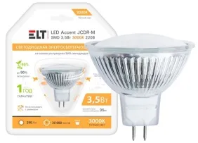 Светодиодная лампа LED ACCENT JCDR 50⁰ COB 220V 5W GU5,3 3000К ELT#1