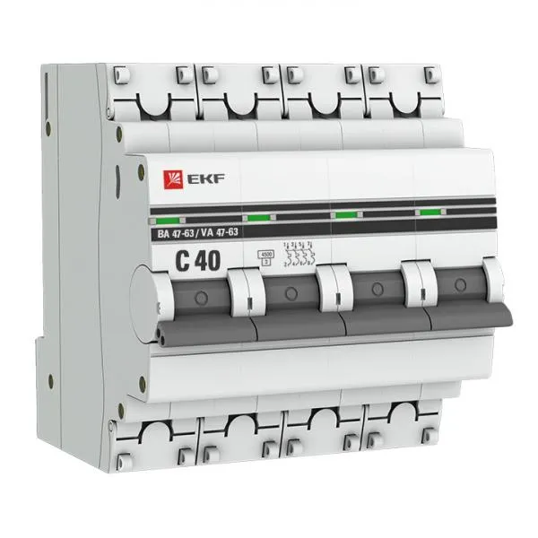 Автоматический выключатель 4P 40А (C) 4,5kA ВА 47-63 EKF#1