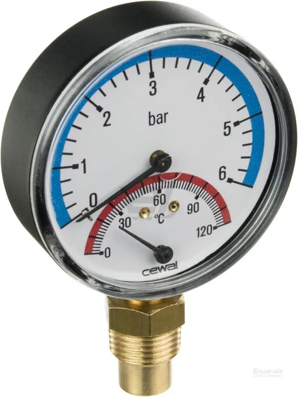 Термоманометр вертикальный 0-120С, 6 bar SITEM#1