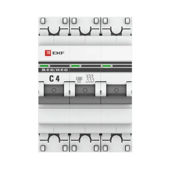 Автоматический выключатель 3P 4А (C) 4,5kA ВА 47-63 EKF#2
