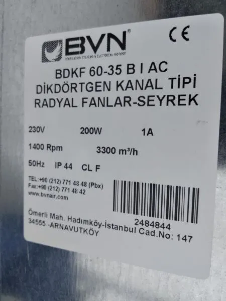 Прямоугольный канальный вентилятор BDKF 60-35#2