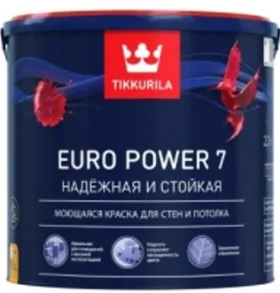 Краска Tikkurila интер. стойкая к мытью EURO POWER 7A матовая 2,7Л#1