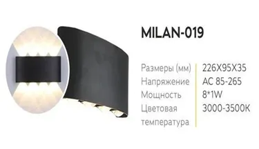 Водонепроницаемый настенный светильник "MILAN-019" 8Вт#1