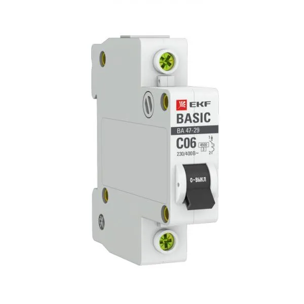 Автоматический выключатель 1P 6А (C) 4,5кА ВА 47-29 EKF Basic#1
