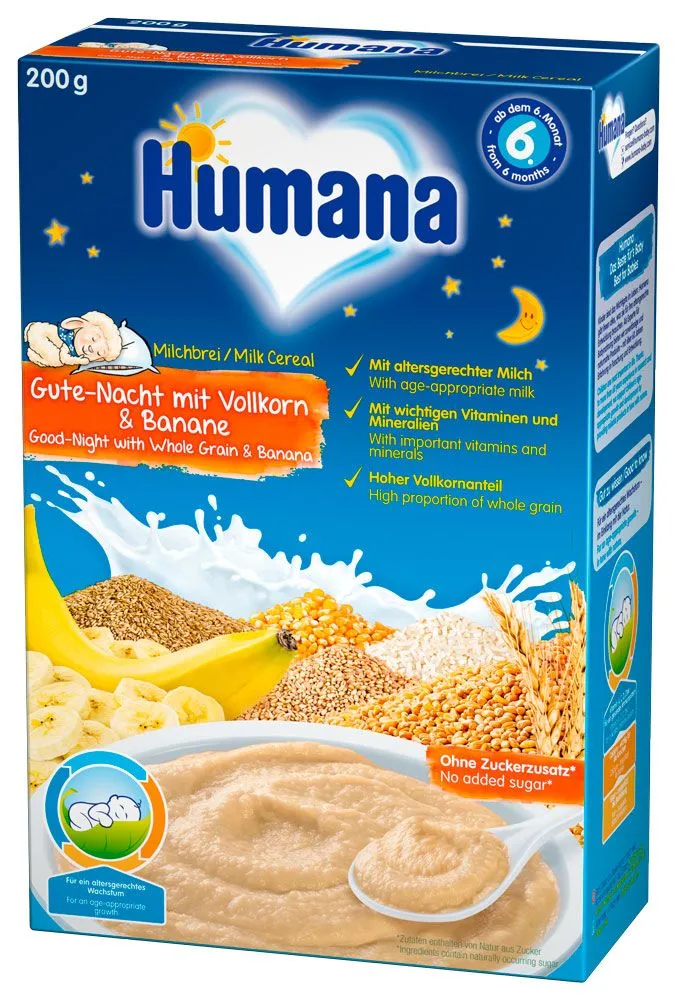 Humana Молочная каша спокойной ночи с бананом 200г с 6 месяцев#1