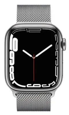 Apple Watch Series 7 45 mm zanglamaydigan po'latdan yasalgan korpus, Milan halqali, kumush