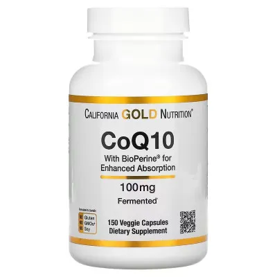 California Gold Nutrition, коэнзим Q10 класса USP с экстрактом BioPerine, 100 мг, 150 растительных капсул