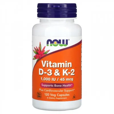 NOW Oziq-ovqatlar, D3 va K2 vitaminlari, 120 sabzavotli kapsulalar