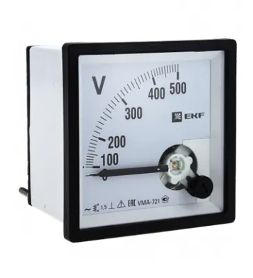 Paneldagi VMA-721 analog voltmetri (72x72) kvadrat kesimli 500V EKF PROxima