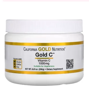 Vitamin C, Kaliforniya oltin oziqlanishi, Oltin C kukuni, 1000 mg, 8,81 oz (250 g)