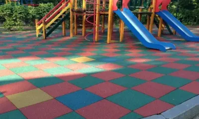 Резиновая разноцветная плита "Rubber Max Sport" для детской площадки (490 х 490 х 35 мм)
