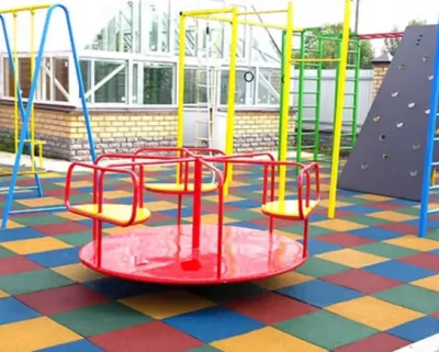 Резиновая разноцветная плита "Rubber Max Sport" для детской площадки (490 х 490 х 50 мм)