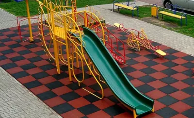 Резиновая разноцветная плита "Rubber Max Sport" для детской площадки (1000 х 1000 х 50 мм)
