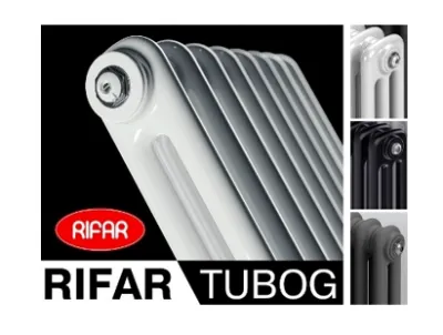 Стальной трубчатый радиатор отопления RIFAR TUBOG, нижнее центральное подключение без термостатического клапана, (цвет антрацит), 10 секций, модель 1