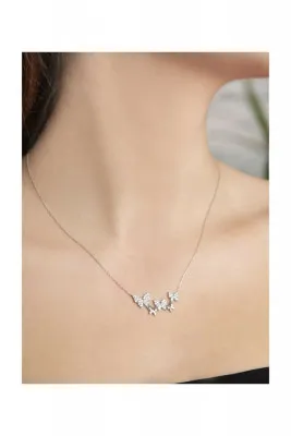 Ожерелье из серебра с дизайном бабочек pp2268 Larin Silver