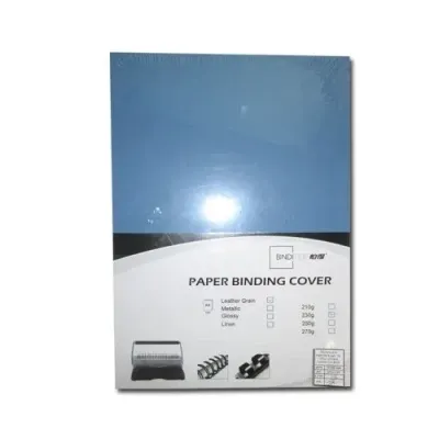 Обложка для переплета карт А3 100 шт 230 гр/м Leather (синий) Bindi