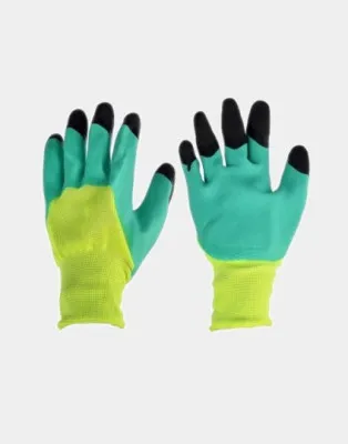 Перчатки хозяйственные, защитные рабочие зеленые с двойным нитриловым полуобливом