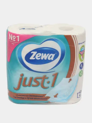 Туалетная бумага Zewa Just One, 4 слоя, 4 рулона