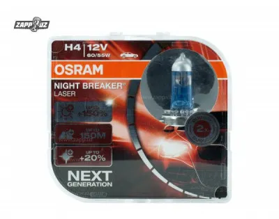 Лампа автомобильная Osram H4 Night Breaker Laser +150% 64193NL-HCB