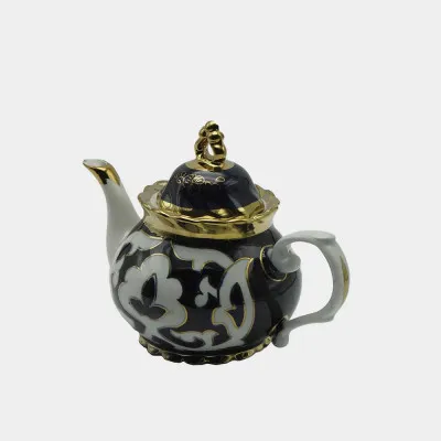 Узбекский чайник из фарфора с узорами (хлопка) ручной работы.