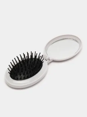 Складная расческа для волос с зеркалом овальная