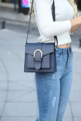 Женская сумка с пряжкой SHK Bag 2617KEC Тёмно-синий