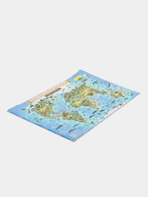 Карта мира для детей "Животный и растительный мир Земли" Globen, 590*420мм, интерактивная