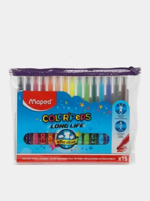 Фломастеры Maped Color Peps Zip Bag, 15 цветов