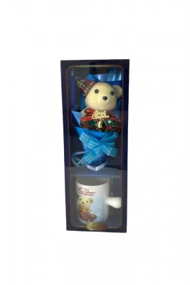 Подарочный набор - чашка с мишкой a014 SHK Gift синий