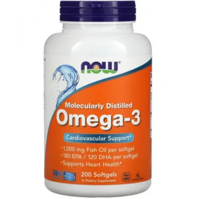 NOW Oziq-ovqatlar Omega-3, 180 EPA/120 DHA, 200 Softgels