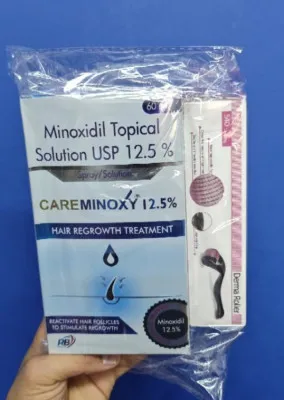 Набор для роста бороды Minoxidil+Мезороллер
