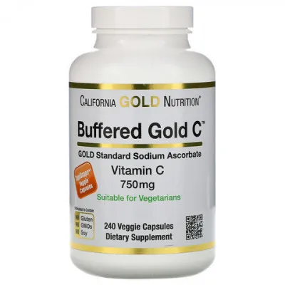 Kaliforniya oltin oziqlantiruvchi buferli vitamin C qopqoqlari, 750 mg, 240 sabzavotli kapsulalar