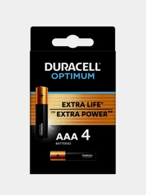Батарейки Duracell Alk Optimum AAA 4BKP CEE, 4 штуки